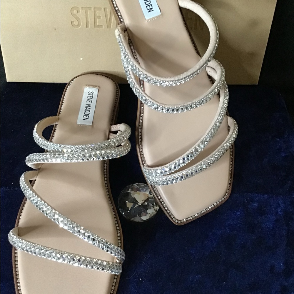 Steve Madden Silver Rhinestone Sandals - Picture 4 of 5